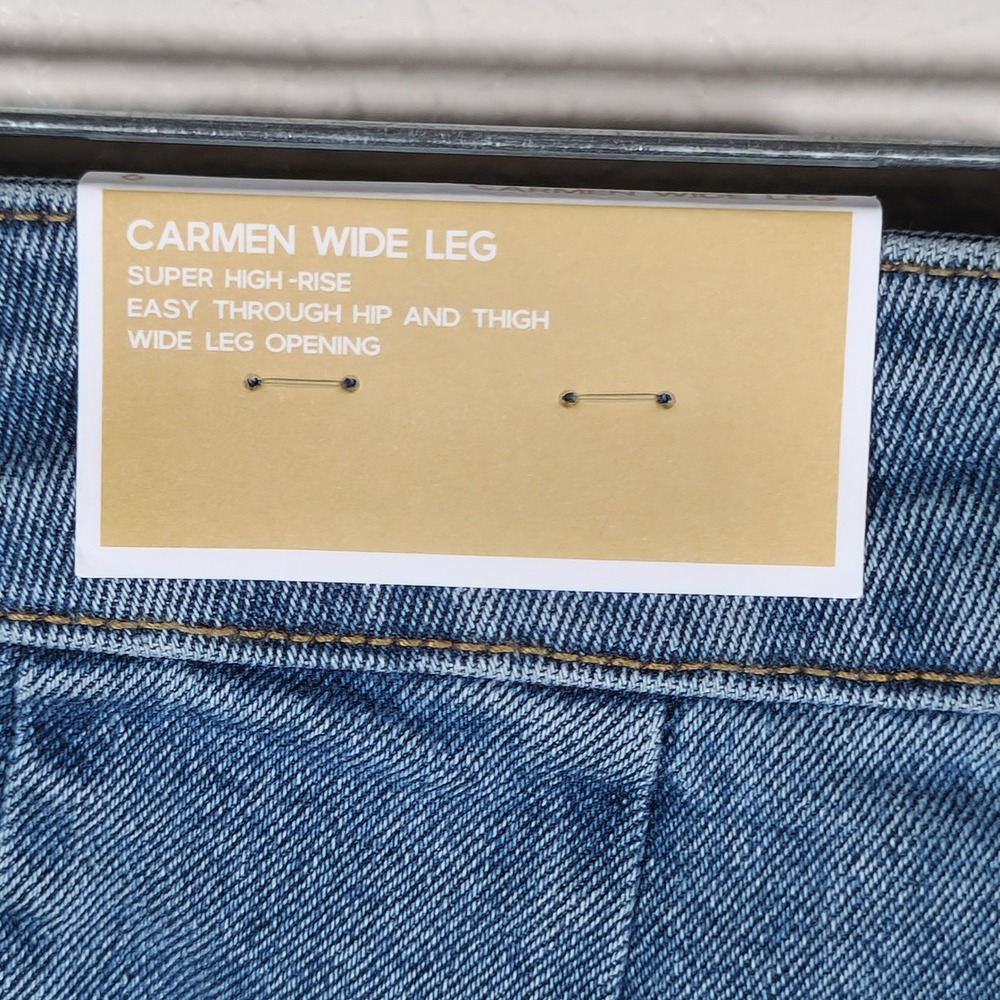 MICHAEL KORS Carmen Wide Leg Pintuck Jeans Super High Rise Medium Wash Size 6 - Picture 4 of 9